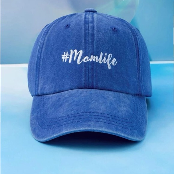 Royal Blue Mom Life Embroidered Adjustable Baseball Cap - Picture 1 of 4